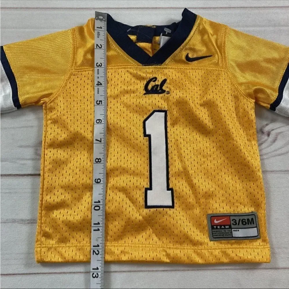 Nike Kids Yellow Cal Golden Bears #1 Long Sleeve Football Jersey Shirt Size 3/6M